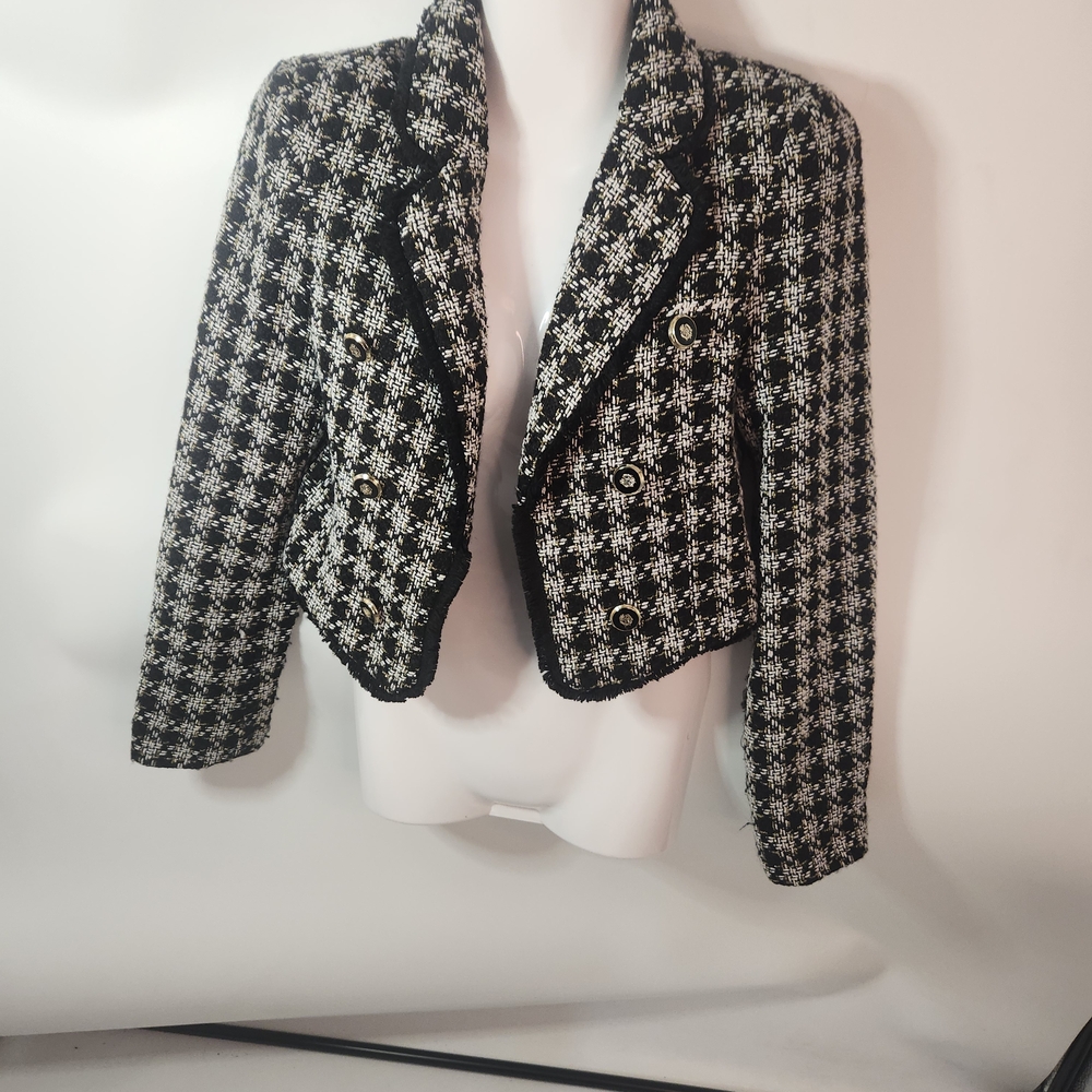 Miss Selfridge Black and White Houndstooth Patterned Blazer Size‎ 8